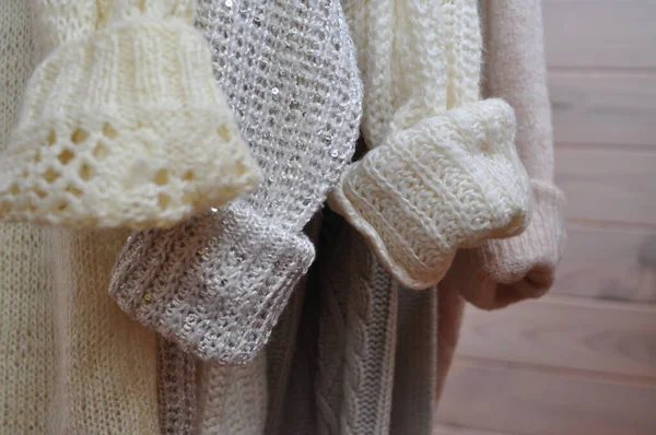 居心地の良い暖かいセーターの閉鎖コピースペース — ストック写真