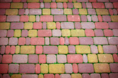 Arkaplan dokusu, asfaltlı sokak. Kaya taşları. Stone Caddesi kaldırım taşları. Asma tuğlalar.