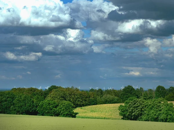 rain clouds over the field