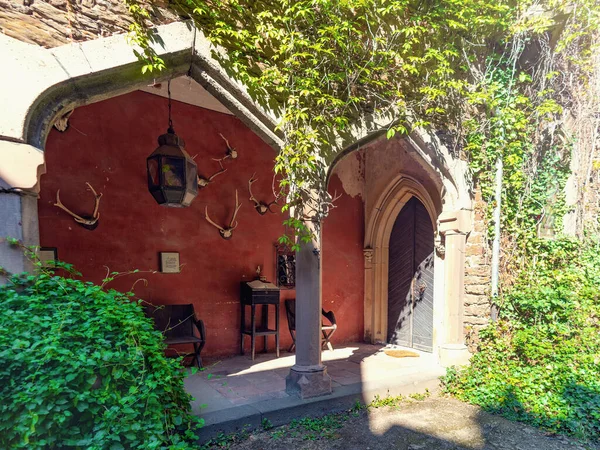 porch in the courtyard of a medieval castle
