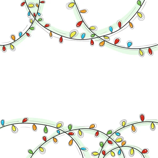 Adorno Lindo Navidad Colgando Diferentes Luces Guirnalda Color Sobre Fondo — Archivo Imágenes Vectoriales