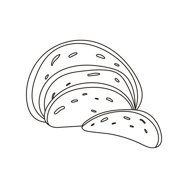 Minimalistische Vector Illustratie Van Gesneden Brood Geïsoleerd Witte Achtergrond — Stockvector