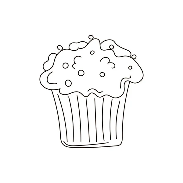 Ilustração Vetorial Minimalista Cupcake Com Polvilhas — Vetor de Stock