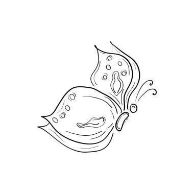 El çizimi kelebek vektör stok simgesi beyaz arka planda izole. Kelebek karalama elementi. Simge, logotype, web şablonu yazdırma vs. için tasarım. 