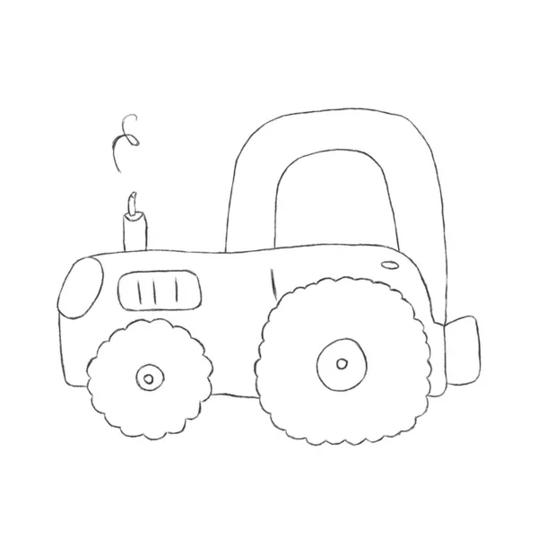 Cartoon Kids Tractor Outline Construction Machine Coloring Page Educational Concept — Stock Photo, Image