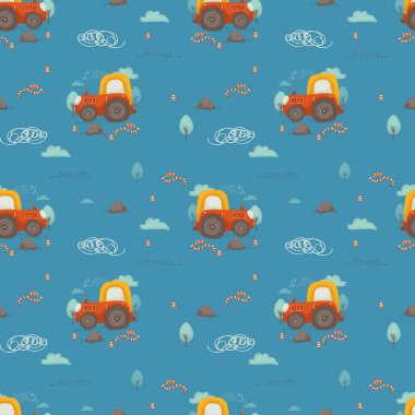 Çizgi filmlerin kusursuz yapısı: ağaç, gökyüzü, beton karıştırıcı, ezilmiş taş, beton duvar, çocuklar için bina işareti vb. Kendi tasarımın için mükemmel.