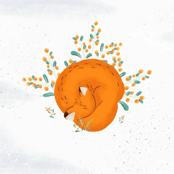 Zusammensetzung Der Niedlichen Fuchs Illustration Cartoon Fox Perfekt Für Ihr — Stockfoto