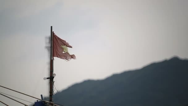 Red Vietnam flag against the sky — Stock Video