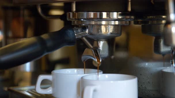Бариста варит кофе — стоковое видео