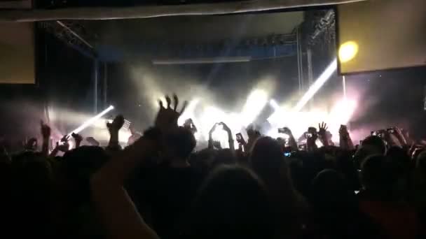 Silhouetten einer Menschenmenge bei einem Konzert — Stockvideo