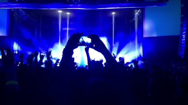 Silhouettes of a crowd in a concert — Stock Video