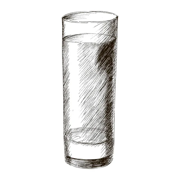 Vektor monochrome Skizze Illustration von handgezeichnetem Highball-Glas, Schnapsweinglas isoliert auf weißem Hintergrund. — Stockvektor