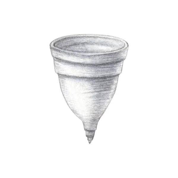 Illustrazione della tazza mestruale in silicone trasparente dipinta a mano ad acquerello. Cura zero rifiuti. Roba da donna disegnata a mano per periodi, prodotto per l'igiene femminile, isolato su sfondo bianco. Tazza mestruale — Foto Stock