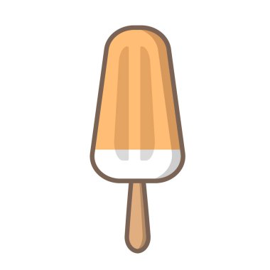 Dondurma ikonu basit vektör düz logo tasarımı. Renkli sarı ve beyaz vanilyalı sütlü muzlu dondurma. Vektör illüstrasyonu