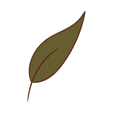 El yapımı yeşil yaprak renginde. Beyaz arka planda izole edilmiş. Vektör botanik çizimi. El çizimi karalama çiçek elementleri. Bahar ve yaz çiçekleri ve bitki vektörleri sanat ya da taslak biçiminde. 