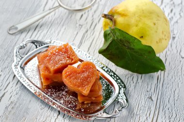 chewy marmelat Ayva jöle parçalar koparıp
