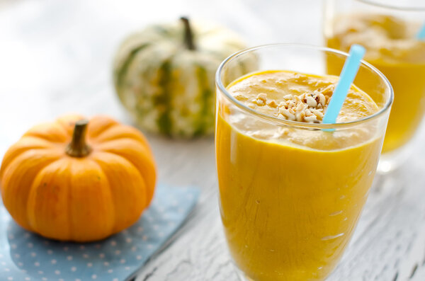 Healthy yellow pumpkin smoothie 