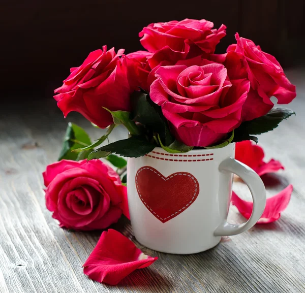 Dia de São Valentim cartão romântico com rosas imagem quadrada — Fotografia de Stock