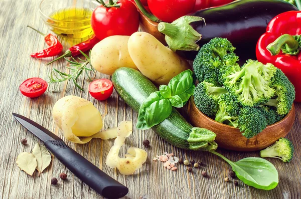 Grøntsager til madlavning sund middag, frisk vegetarisk ingrediens - Stock-foto