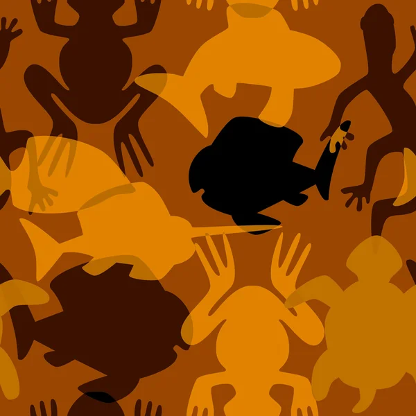 suda yaşayan hayvanların stilize kesişen siluetleri ile Seamless Modeli