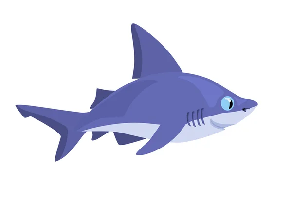 Usměvavá kreslený žralok na bílém pozadí — Stockový vektor