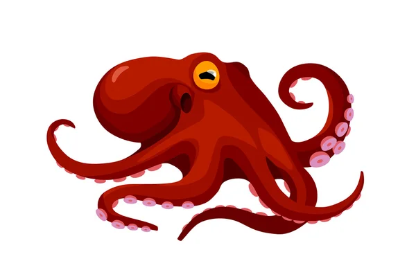 Red cartoon isolated octopus — Stock Vector