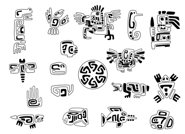 Set of stylized native american symbols — Stock Vector