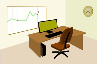 Office ile duvardaki bir Infographic yerde çalışma