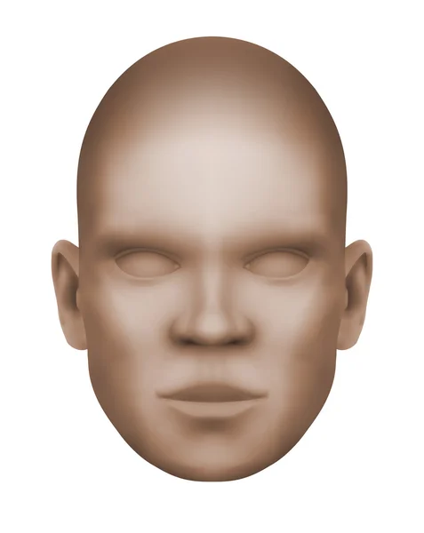 Hayali insan yüzü, beyaz arka plan üzerinde izole üç boyutlu tek renkli görüntü