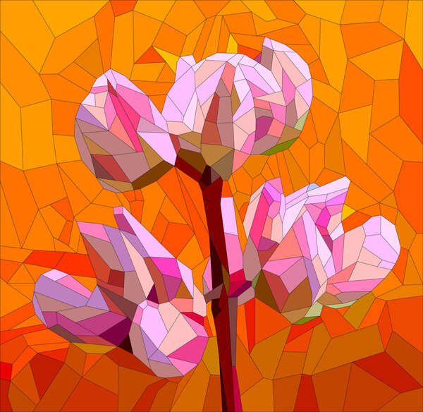 stained glass with lupine flowers