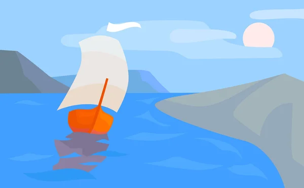 yelkenli tekne, sahil ve dağların ile deniz manzara