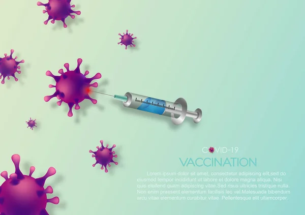 Kovid19 Aşılama Tedavisi Için Aşı Enjeksiyonu Virüs Hücreleri Hastalık Geçmişini — Stok Vektör