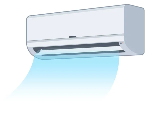 Acondicionador Aire Blanco Refrigerador Que Produce Una Brisa Fresca Limpia — Vector de stock
