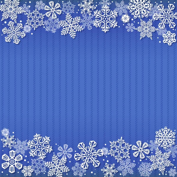 Fond Carré Bleu Parsemé Flocons Neige — Image vectorielle