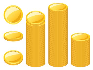 Altın Sikke Açısı ile istiflenmiş bozuk paraların varyasyon kümesi.