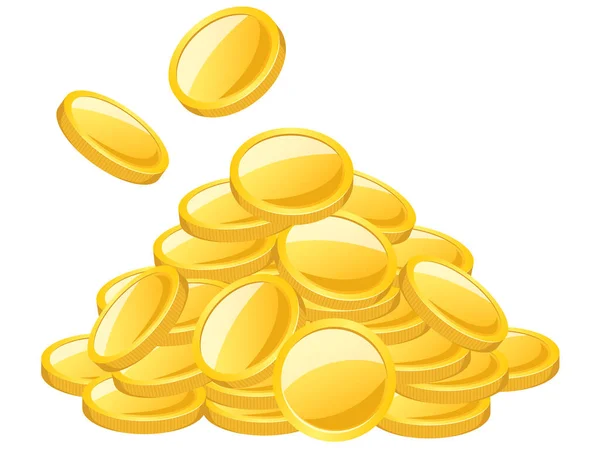 Gold Coins Piled Mountain — Stock Vector