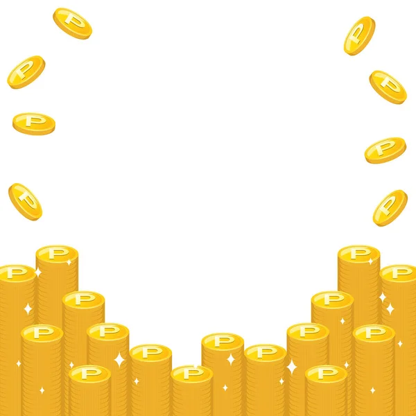 Zlatý Bod Mince Rám Který Svítí Bílém Pozadí — Stockový vektor