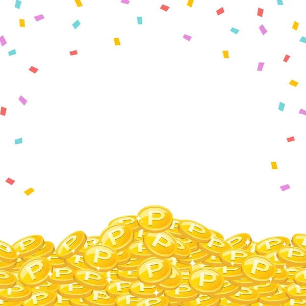 Fond Cadre Avec Une Pile Confettis Colorés Beaucoup Pièces Point — Image vectorielle