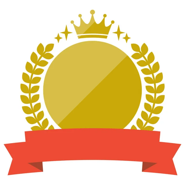Una Corona Laurel Oro Simple Marco Ranking Cinta Roja — Archivo Imágenes Vectoriales