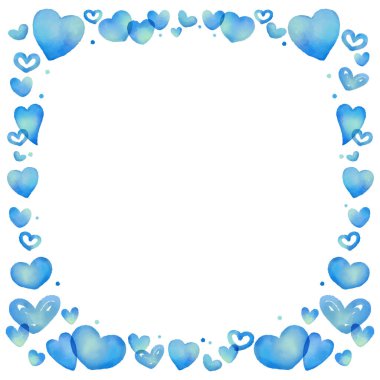 Kalp arka planı mavi suluboya ile boyanmış. Çoklu varyasyonlar var..