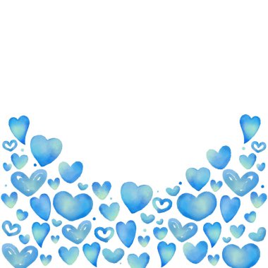 Kalp arka planı mavi suluboya ile boyanmış. Çoklu varyasyonlar var..