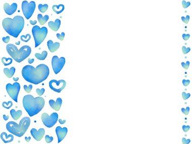 Kalp arka planı mavi suluboya ile boyanmış. Çoklu varyasyonlar var..