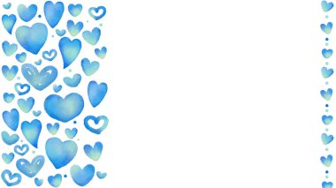 Kalp arka planı mavi suluboya ile boyanmış. Çoklu varyasyonlar var..