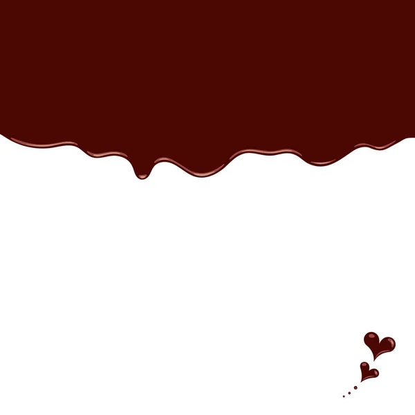 Fond Chocolat Brun Qui Fond Pend Décoration Chocolat Coeur Bas — Image vectorielle