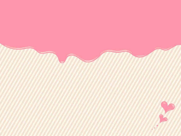 Smelt Druipt Roze Aardbeienchocolade Gestreepte Achtergrond Hart Chocolade Decoratie Rechtsonder — Stockvector