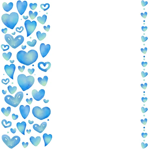 Καρδιά Φόντο Βαμμένο Μπλε Υδατογραφία Υπάρχουν Πολλαπλές Παραλλαγές — Διανυσματικό Αρχείο