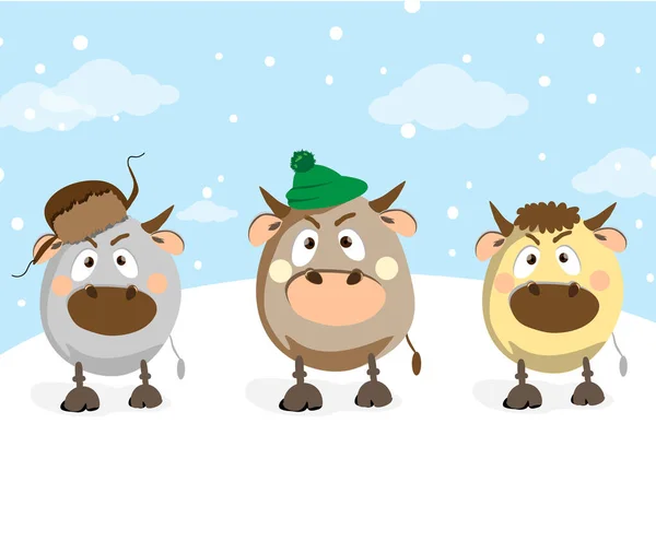 Toros Invierno Navidad Año Nuevo — Vector de stock