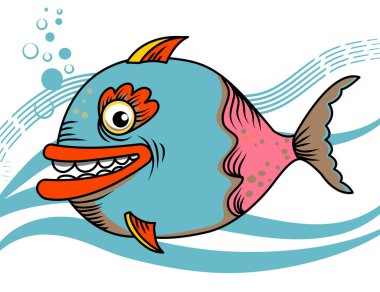 Cheerful fish - stock illustration. clipart
