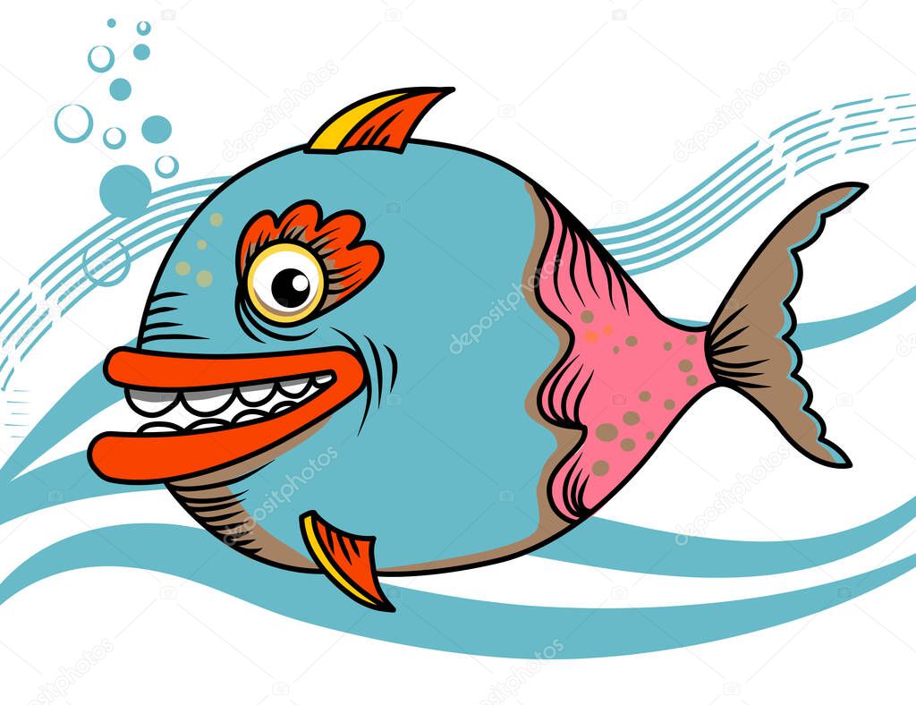 Cheerful fish - stock illustration.