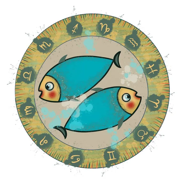 Poissons Signe Zodiaque Illustration Stock — Photo